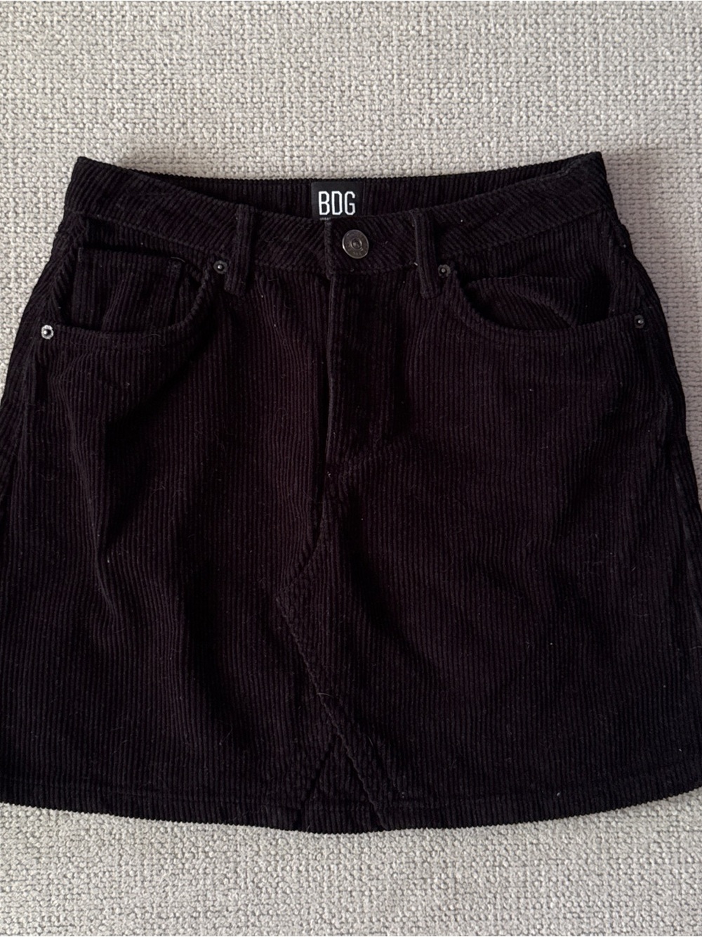 BDG Black Corduroy A-Line Mini Skirt